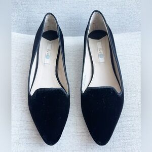 Boden Size 39 Black Velvet Block Heel Loafer, Perfect Holiday Shoe